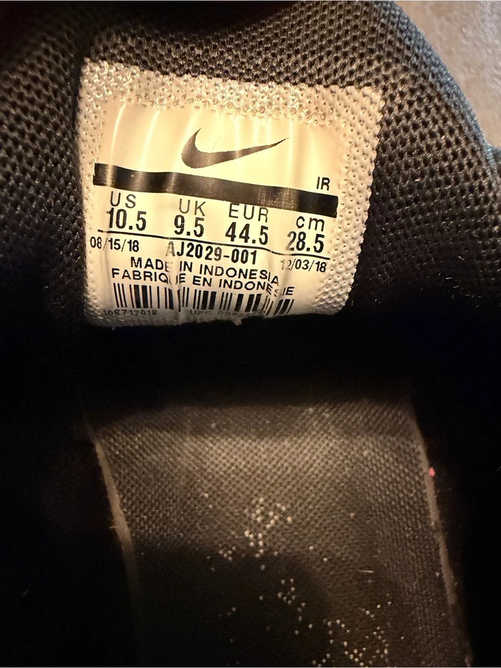Nike Air Max Plus TN Triple Black AJ2029-001 Men Size 10.5